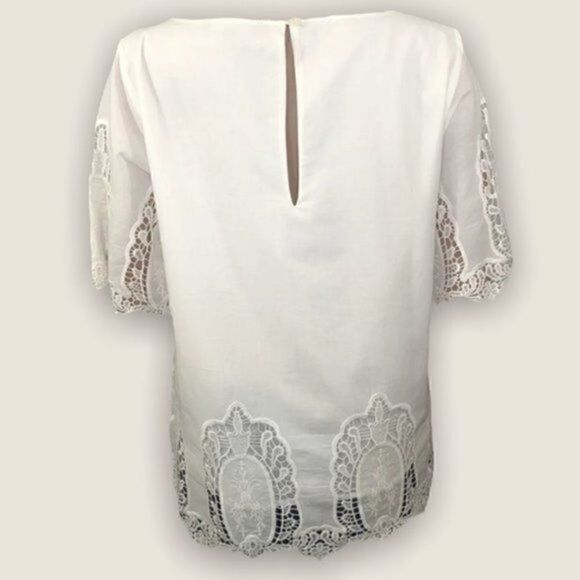 Anthropologie Sanctuary Crochet Lace Scoop Neck White Lined Blouse S - Picture 4 of 13